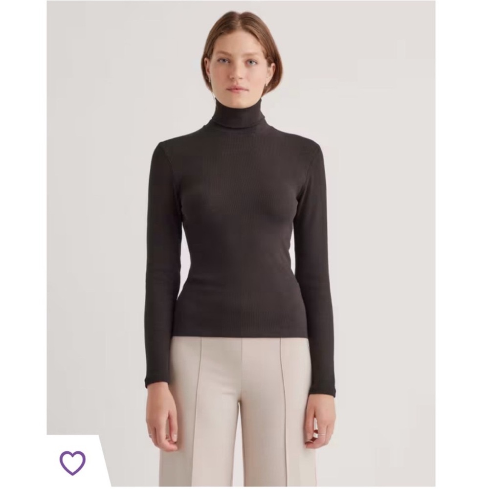 Quince Black Microrib Turtleneck